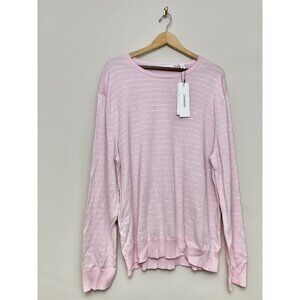Calvin Klein Striped Sweater Size 2XL Crew Neck Cotton Pink Long Sleeve Top